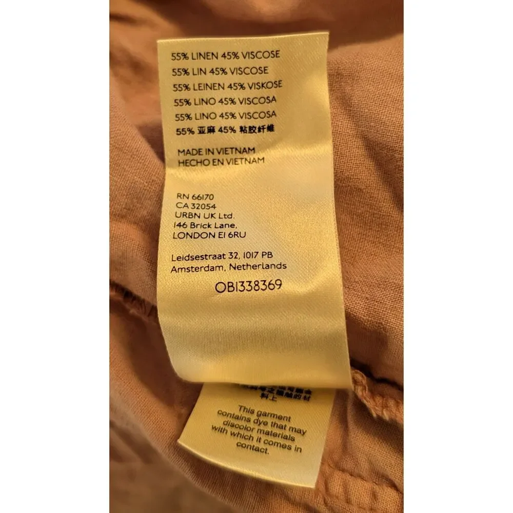 Free People Size Small Dusty Good Fortune Pink Linen Blend Cargo Shorts Summer